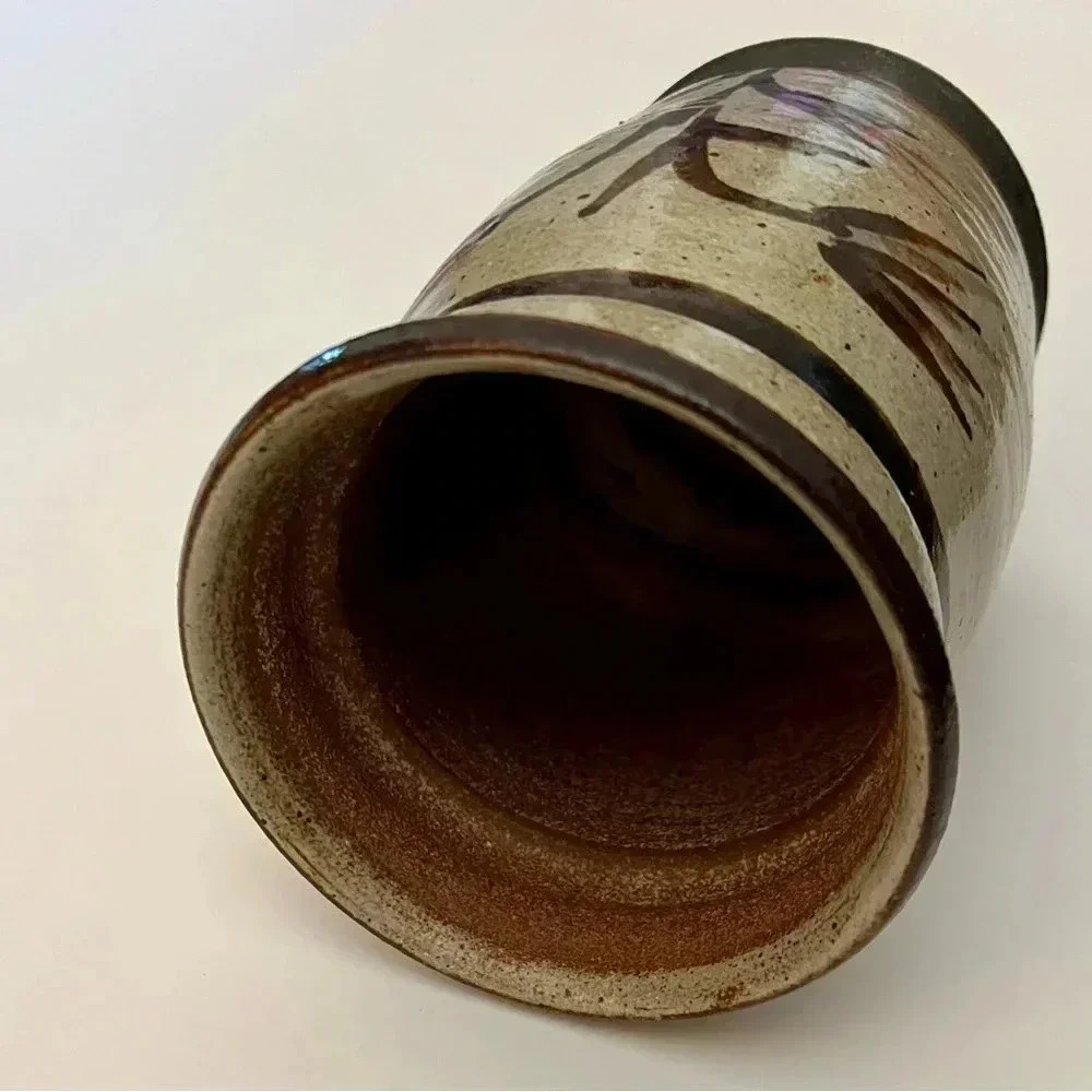 Vintage Handmade Stoneware Pottery Vase Natural Earth tones Boho - Picture 3 of 5